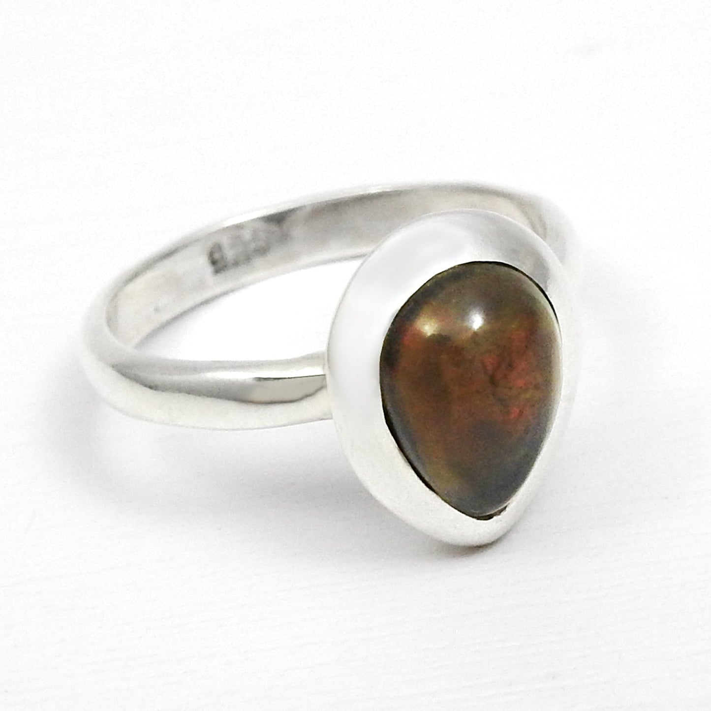 Black Opal Gemstone 925 Sterling Silver Statement Unique Band Wife Ring