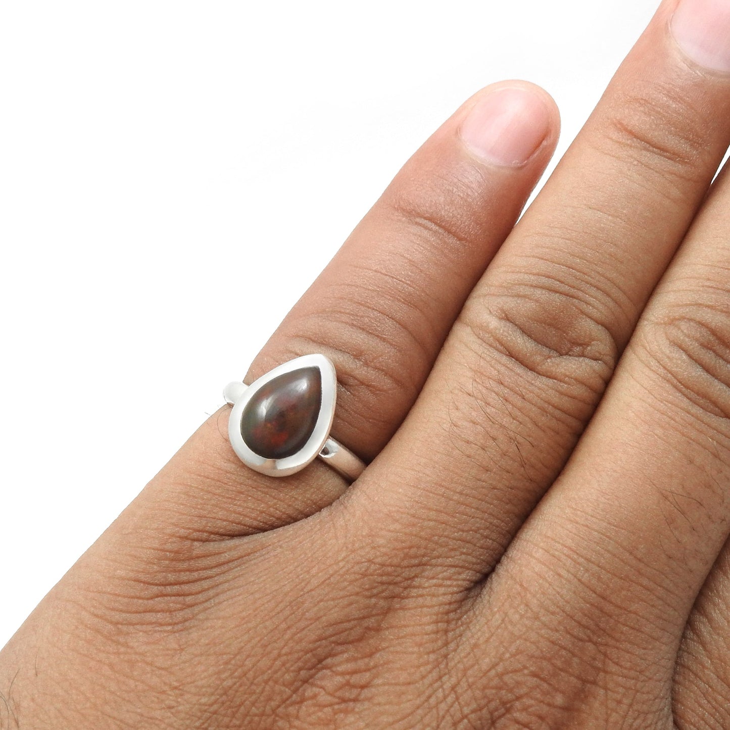 Black Opal Gemstone 925 Sterling Silver New Cocktail Anniversary Ring Jewelry