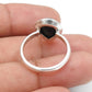 Pear Black Opal Stone 925 Silver Elegant Christmas Gift Band Bezel Wife Ring Jewelry