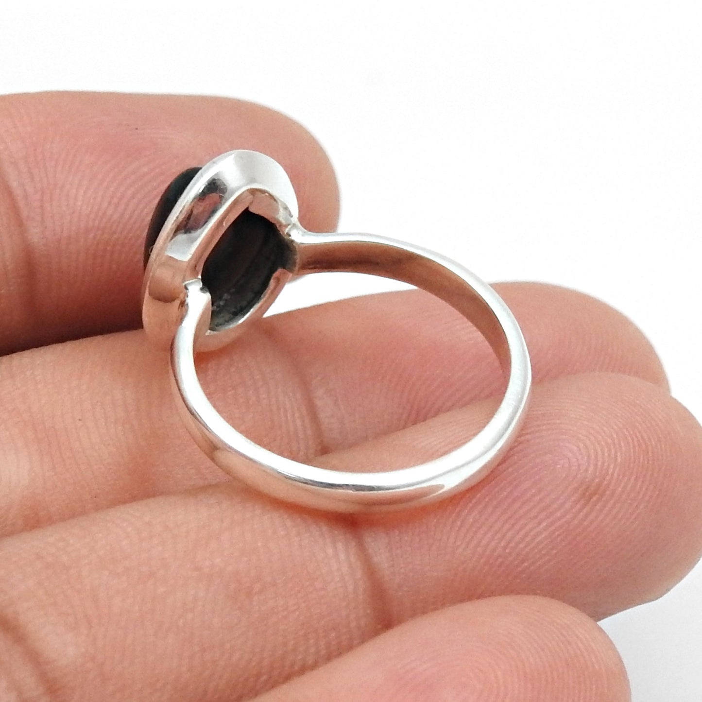 Pear Black Opal Gemstone Solid Silver Statement Bezel Cocktail Boho Ring Jewelry