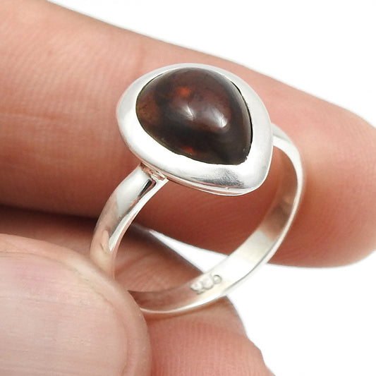 Natural Black Opal Solid Sterling Silver Sister Band Birthday Bezel Ring Jewelry
