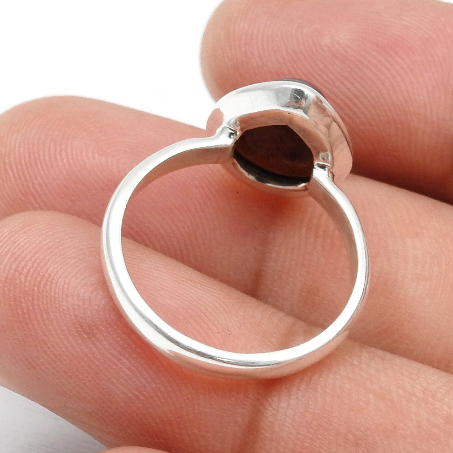 Natural Black Opal Solid Sterling Silver Sister Band Birthday Bezel Ring Jewelry