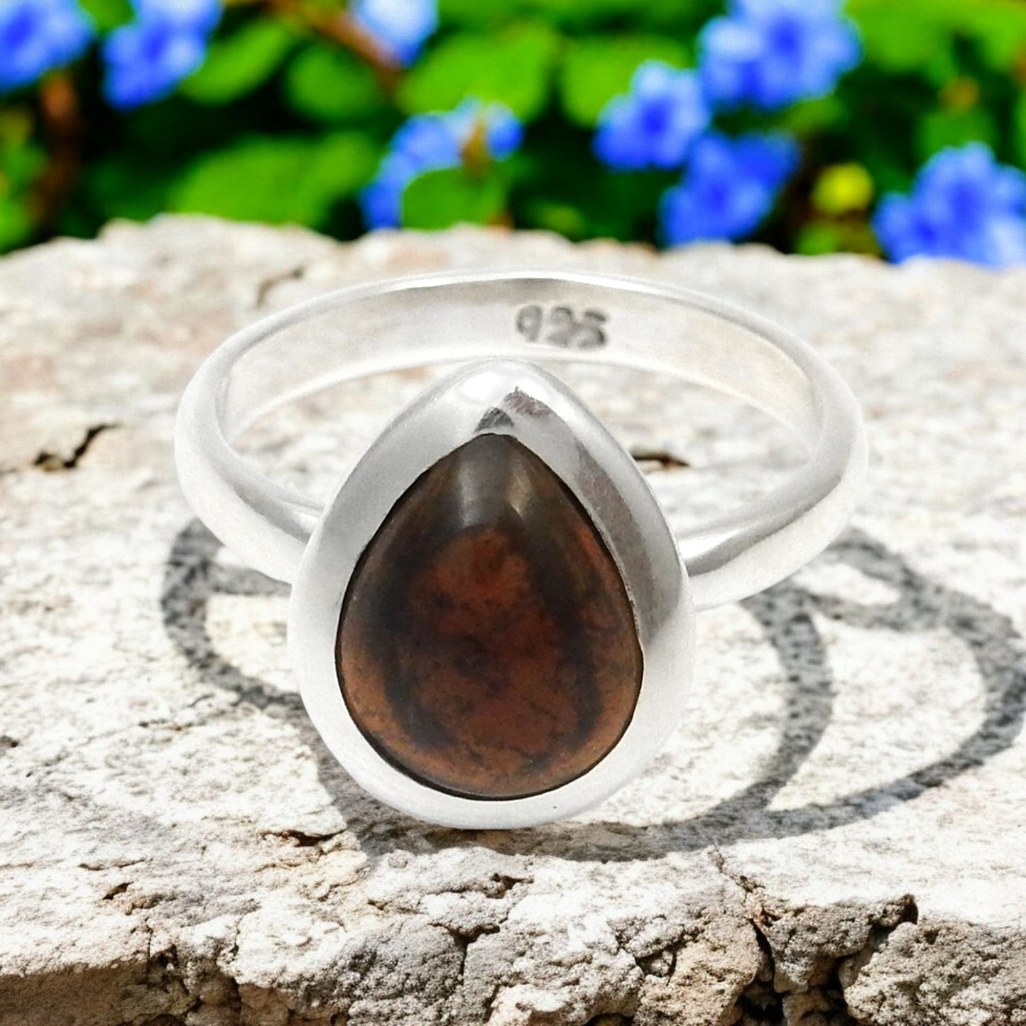 Natural Black Opal Solid Sterling Silver Sister Band Birthday Bezel Ring Jewelry