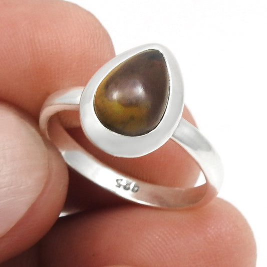 Natural Black Opal Wedding Bezel Cocktail New Ring Jewelry Solid Sterling Silver