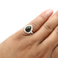 Pear Natural Black Opal 925 Sterling Silver Statement Bezel Cocktail Wife Ring