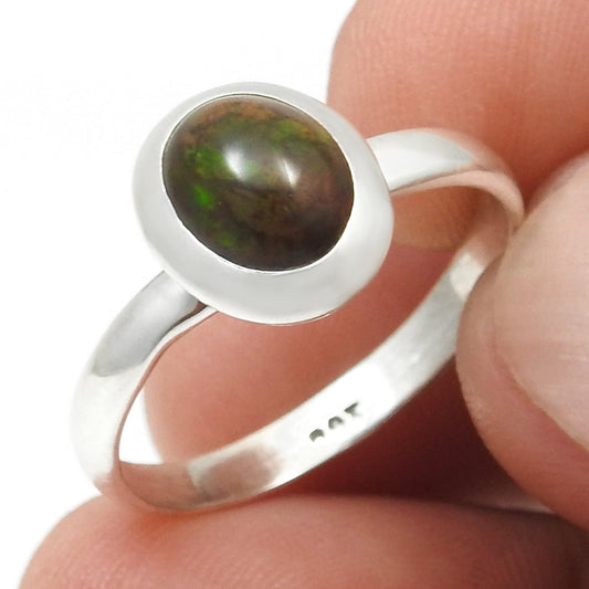 Black Opal Stone Sterling Silver Cocktail Christmas Gift Bezel Ring Jewelry