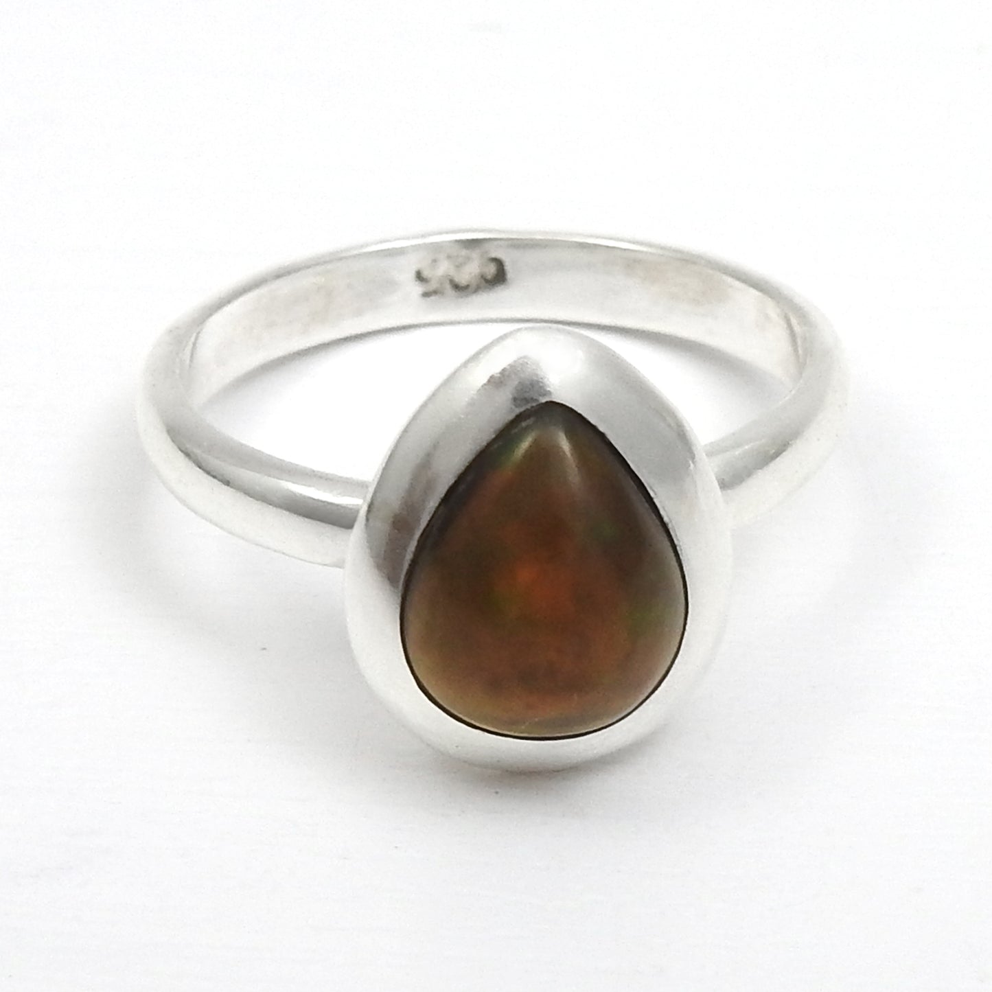 Pear Natural Black Opal Birthday Band Christmas Gift New Ring Jewelry 925 Silver