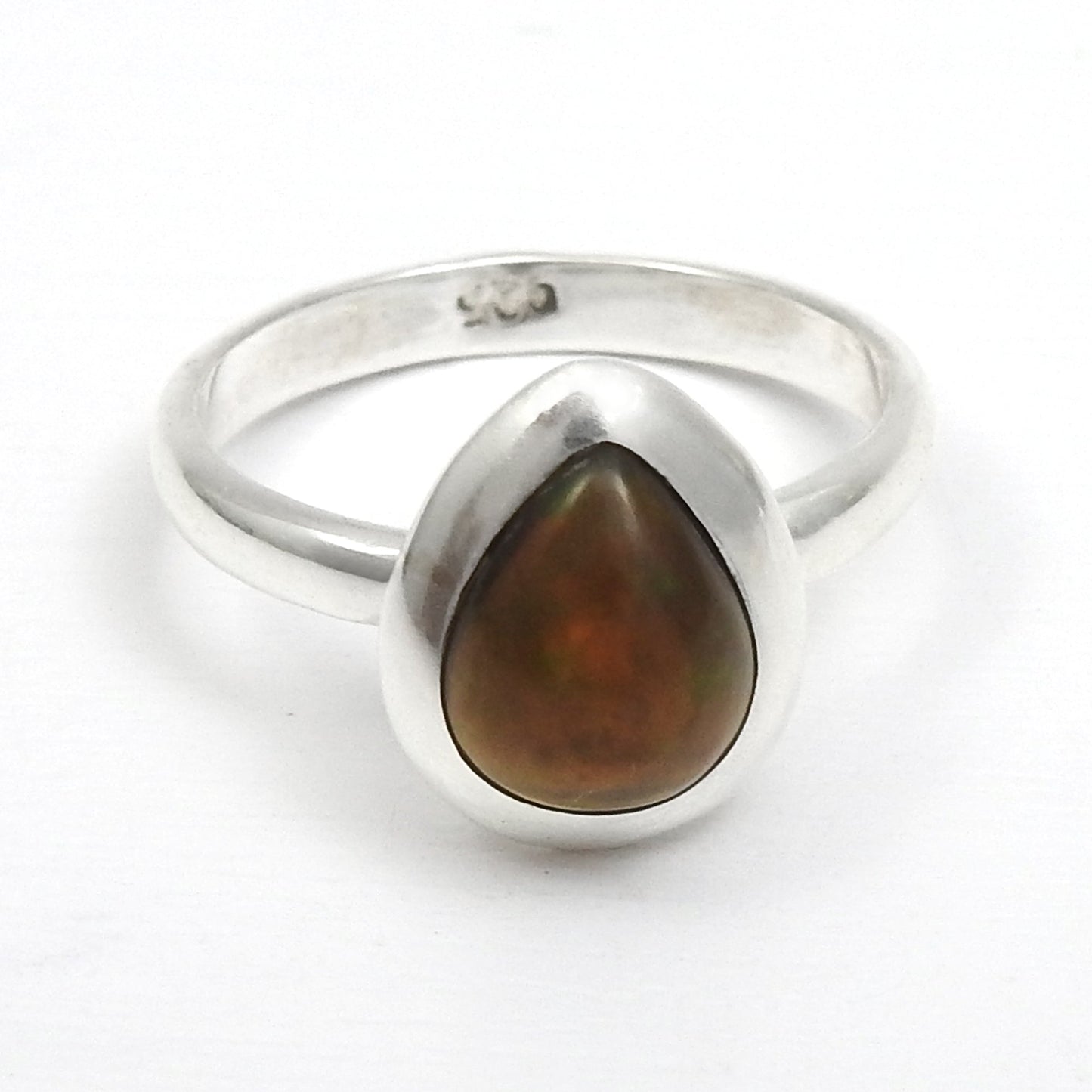 Pear Natural Black Opal Birthday Band Christmas Gift New Ring Jewelry 925 Silver