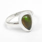 Pear Natural Black Opal Solid Silver Bezel Wife Cocktail Christmas Gift Ring Jewelry