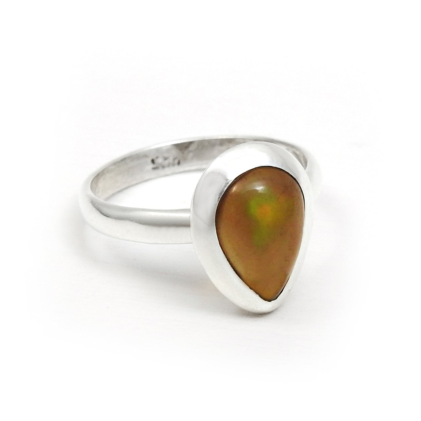 Pear Black Opal Stone 925 Solid Silver Elegant Band Sister Ring Jewelry
