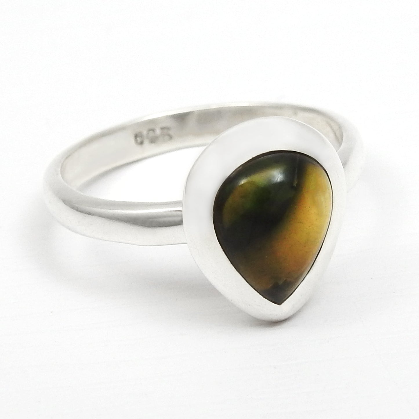 Pear Black Opal Stone 925 Sterling Silver Artisan Elegant Cocktail Ring Jewelry