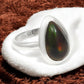 Pear Black Opal Stone Solid Silver Sister Cocktail Bezel Ring Jewelry