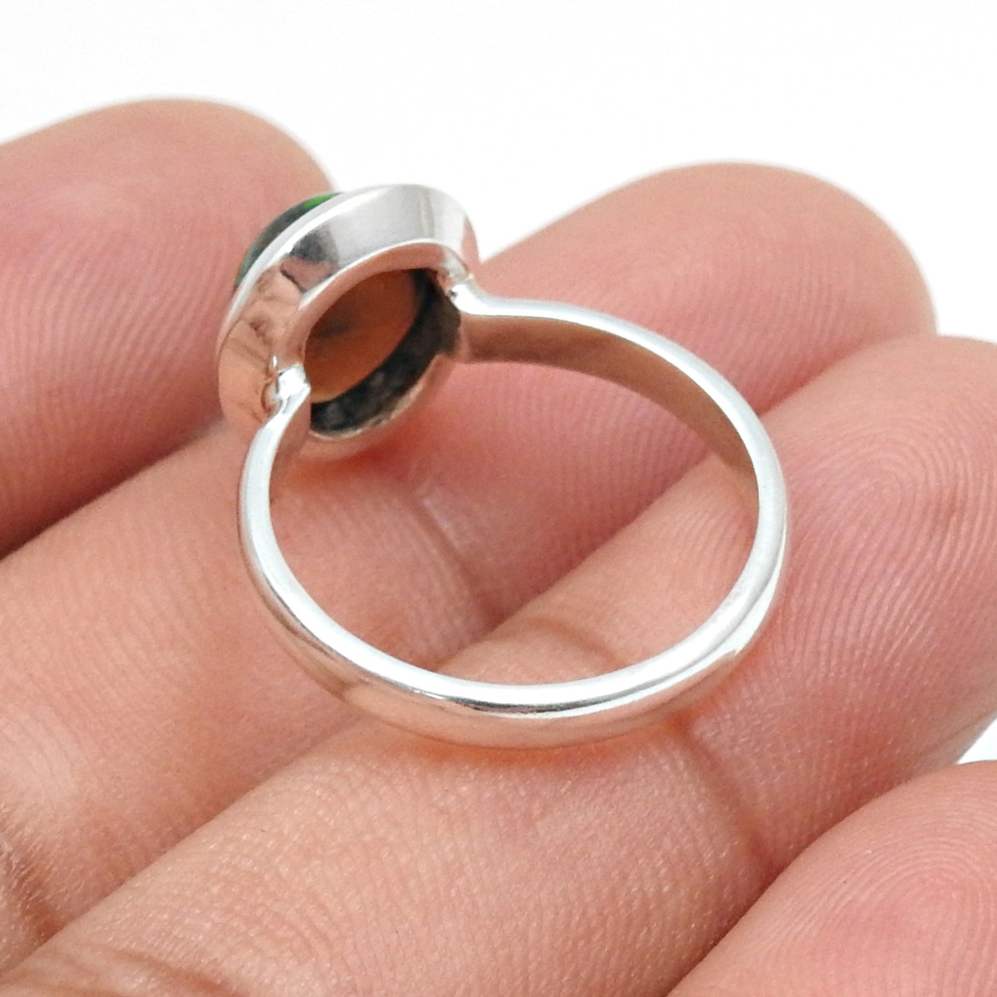 Black Opal Gemstone Statement Cocktail Boho Ring Jewelry Solid Sterling Silver