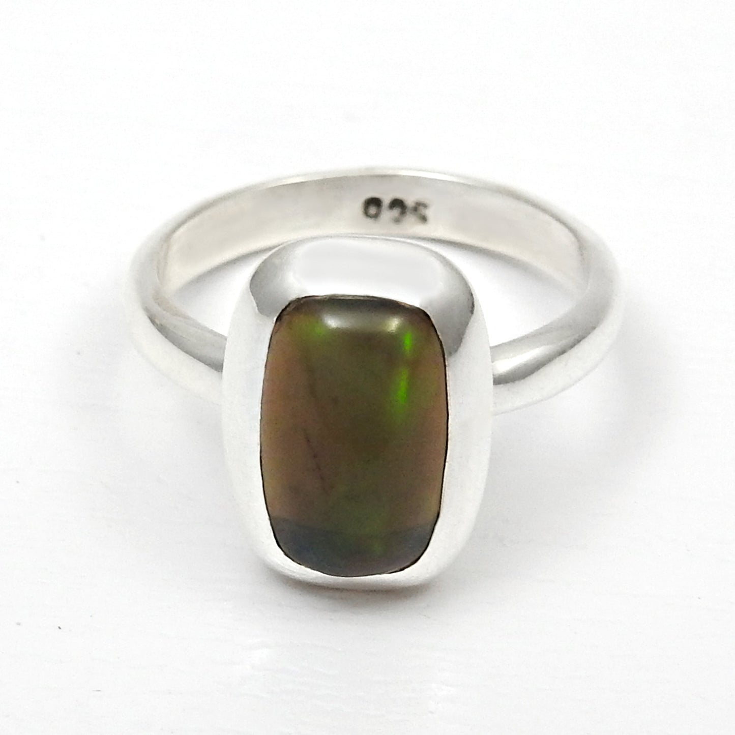 Christmas Gift Black Opal Gemstone Engagement Bezel Wife Band Ring Solid Silver