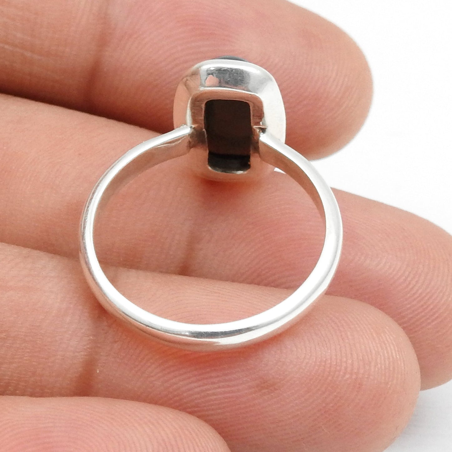 Christmas Gift Black Opal Gemstone Engagement Bezel Wife Band Ring Solid Silver