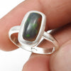 Cushion Black Opal Stone 925 Silver Bezel Elegant Cocktail Birthday Ring Jewelry