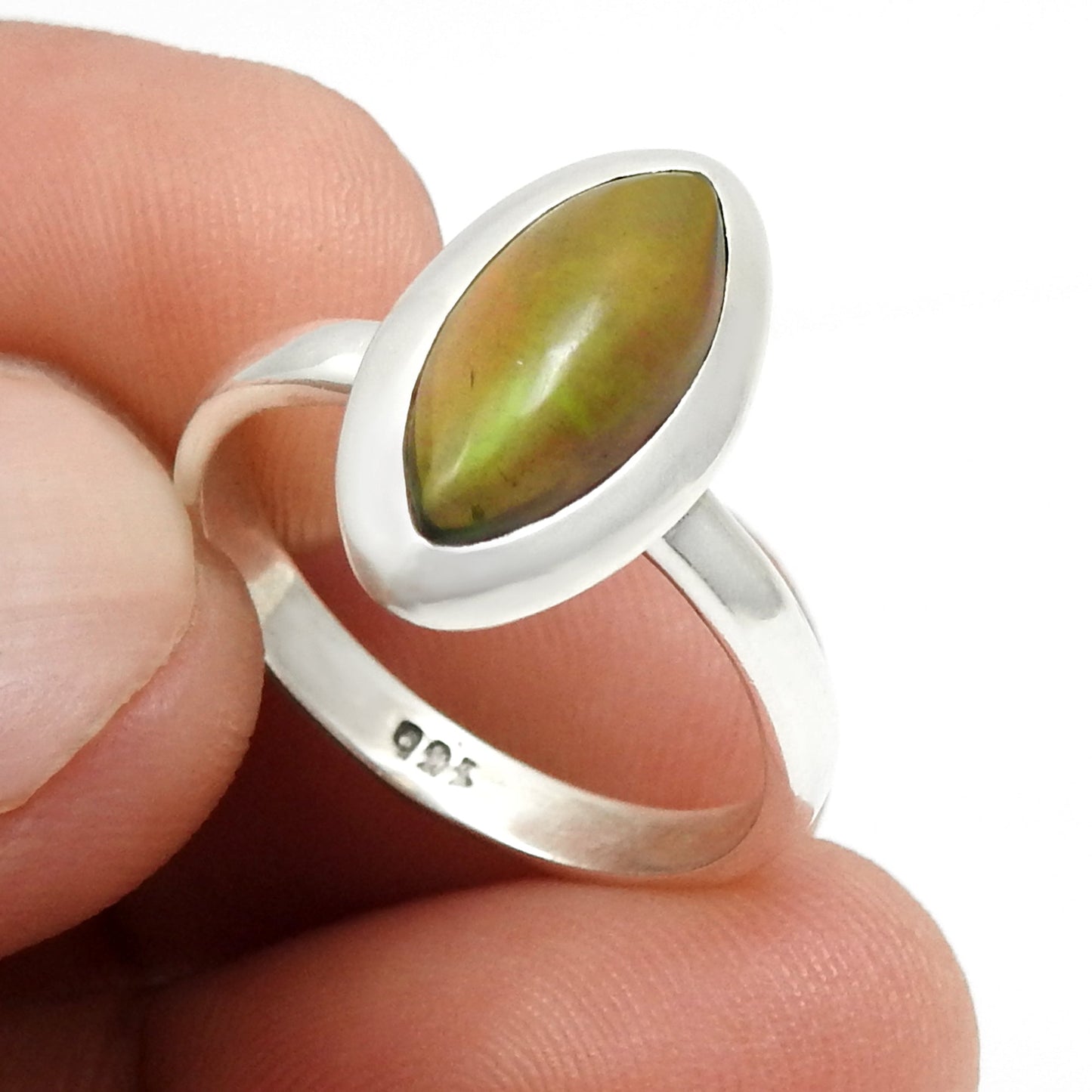 Black Opal Gemstone 925 Sterling Silver Cocktail Statement Bezel Ring Jewelry