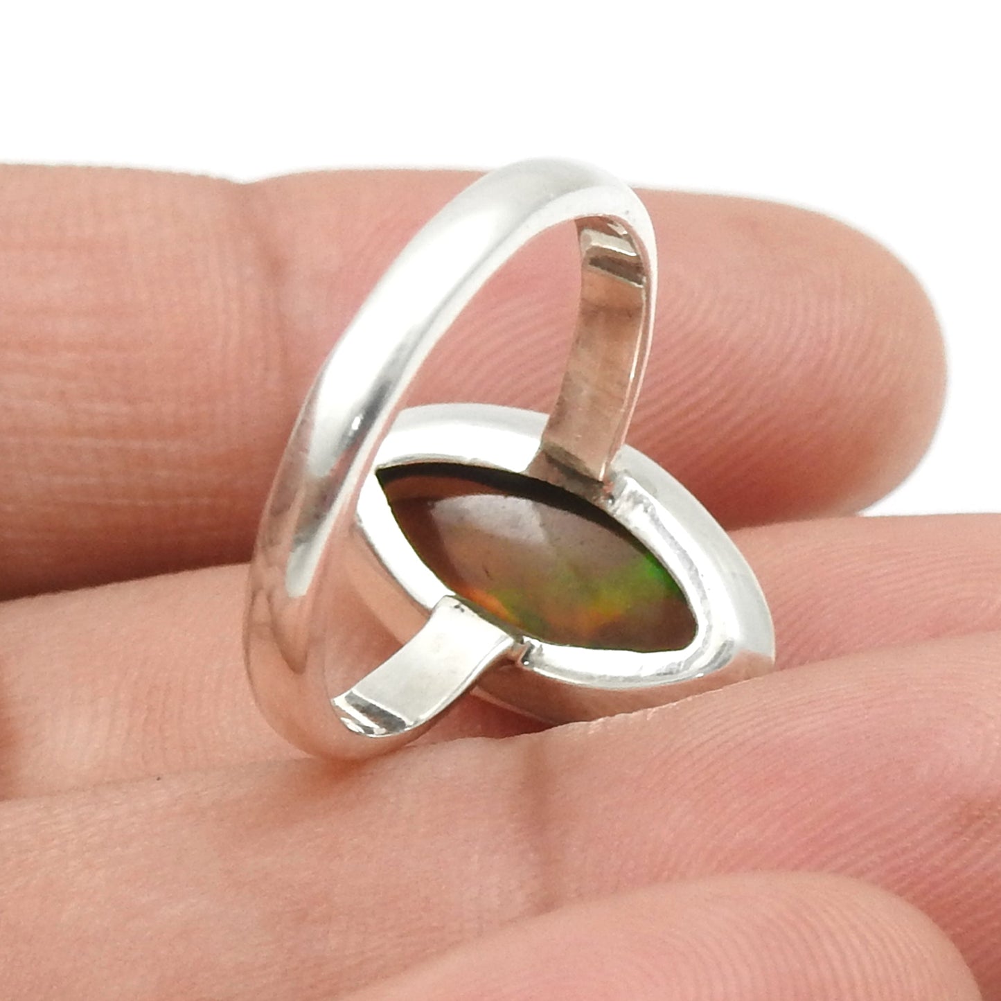 Black Opal Gemstone 925 Sterling Silver Cocktail Statement Bezel Ring Jewelry