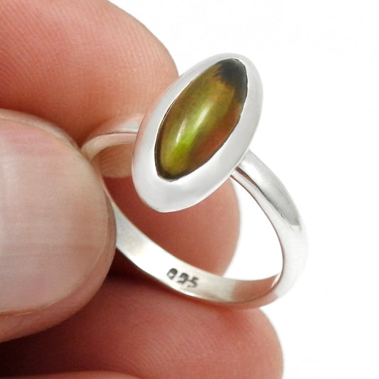 Black Opal Stone Promise Wedding Band Handcrafted Boho Ring Jewelry Solid Silver