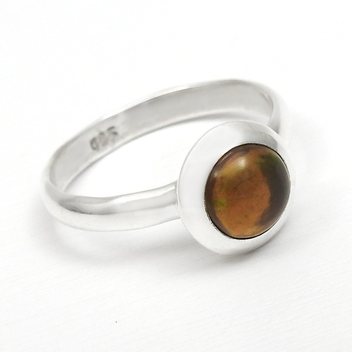 Round Natural Black Opal Solid Silver Sister Bezel Cocktail Anniversary New Ring