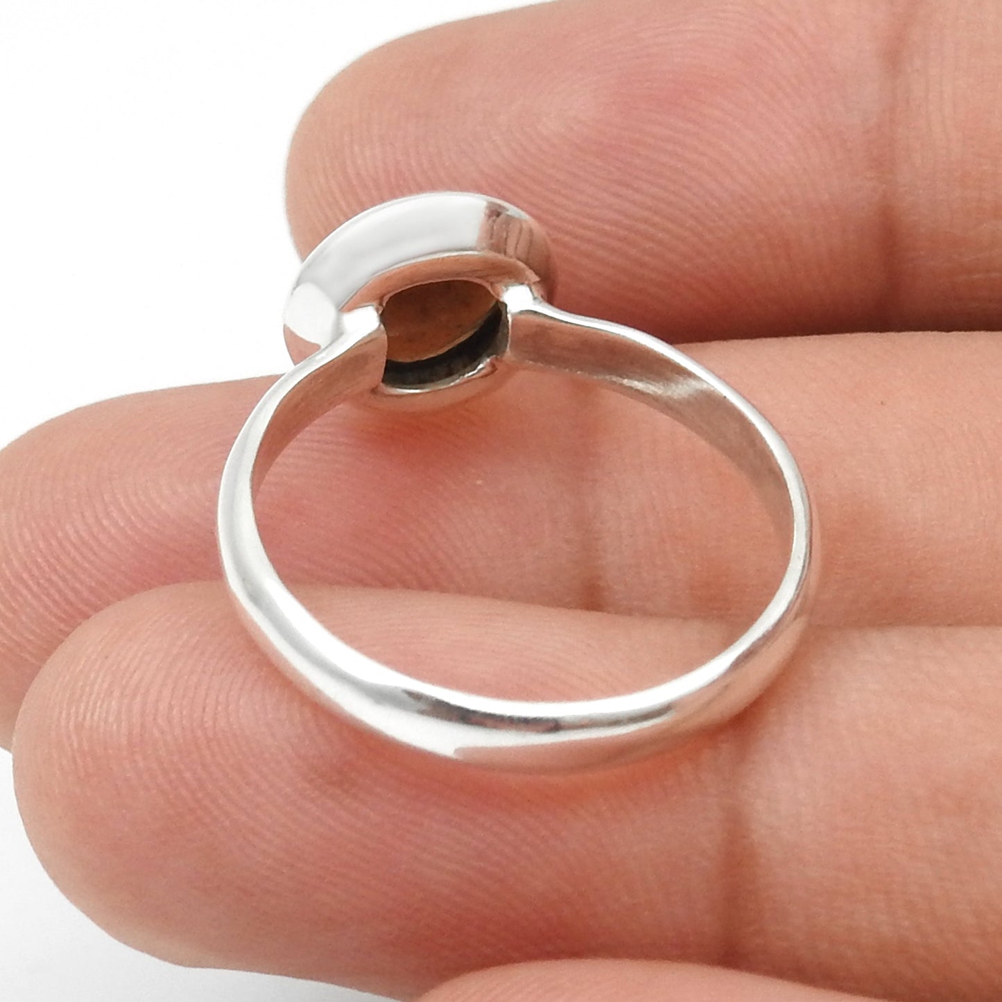 Round Natural Black Opal Solid Silver Sister Bezel Cocktail Anniversary New Ring