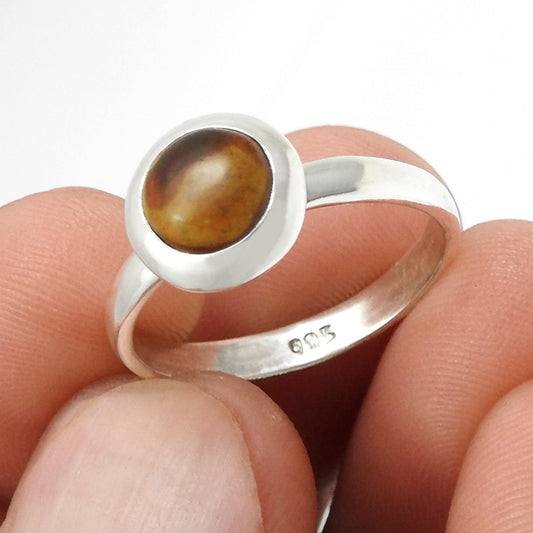 Round Natural Black Opal Solid Silver Sister Bezel Cocktail Anniversary New Ring