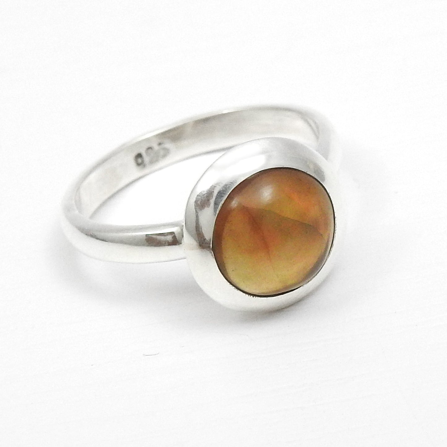 Christmas Gift Round Natural Black Opal 925 Sterling Silver Band Engagement Ring