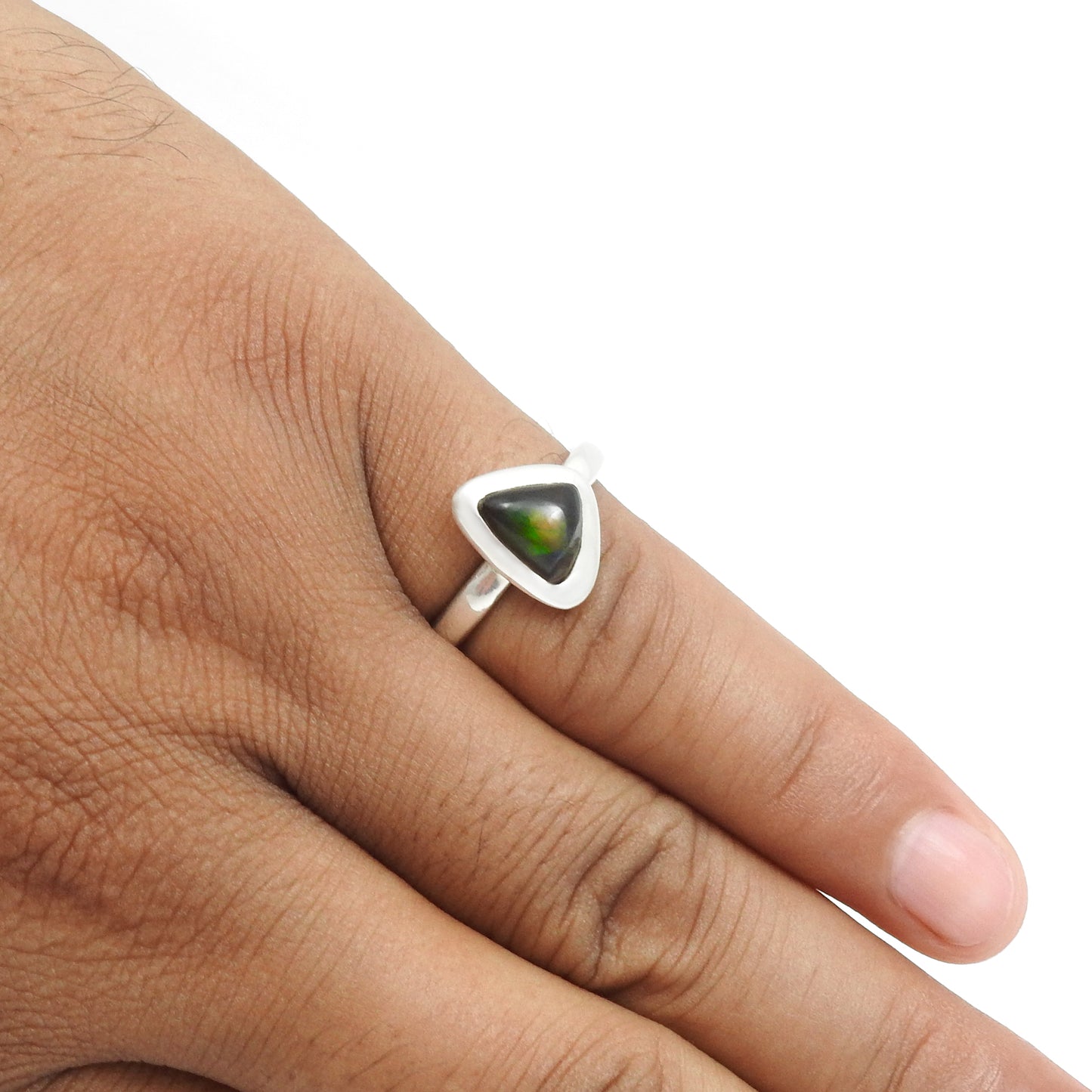 Natural Black Opal Cocktail Christmas Gift Birthday Ring Jewelry Sterling Silver