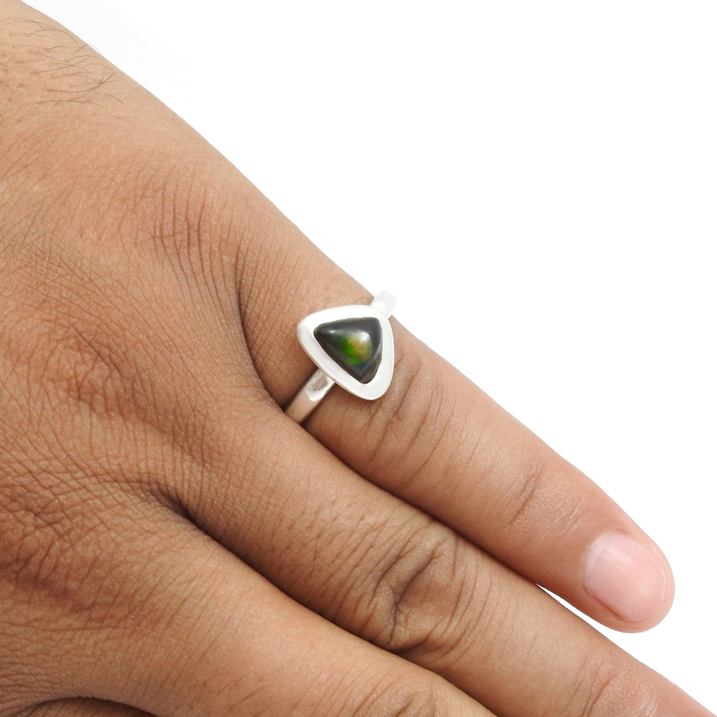 Natural Black Opal Cocktail Christmas Gift Birthday Ring Jewelry Sterling Silver