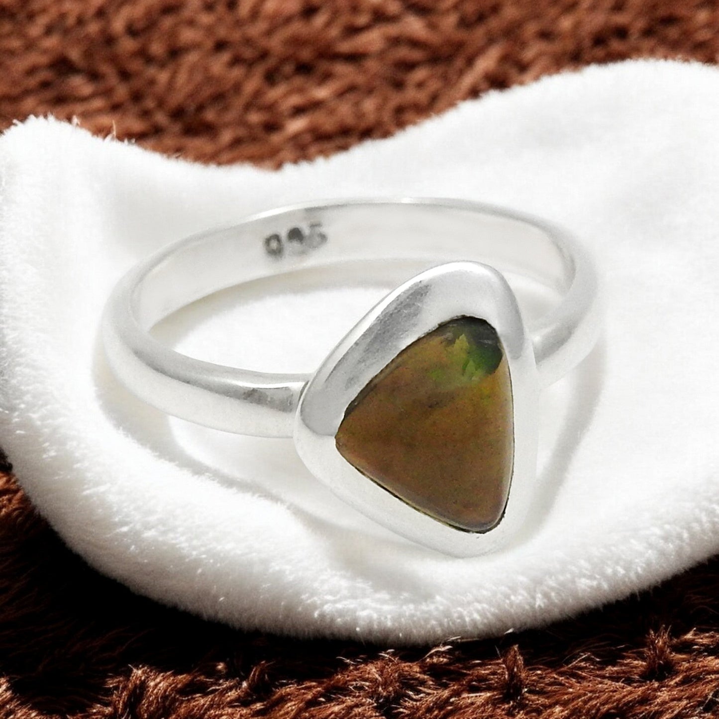 Natural Black Opal Cocktail Christmas Gift Birthday Ring Jewelry Sterling Silver