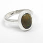 Oval Natural Black Opal Bezel Cocktail Wedding Mother Ring Solid Silver