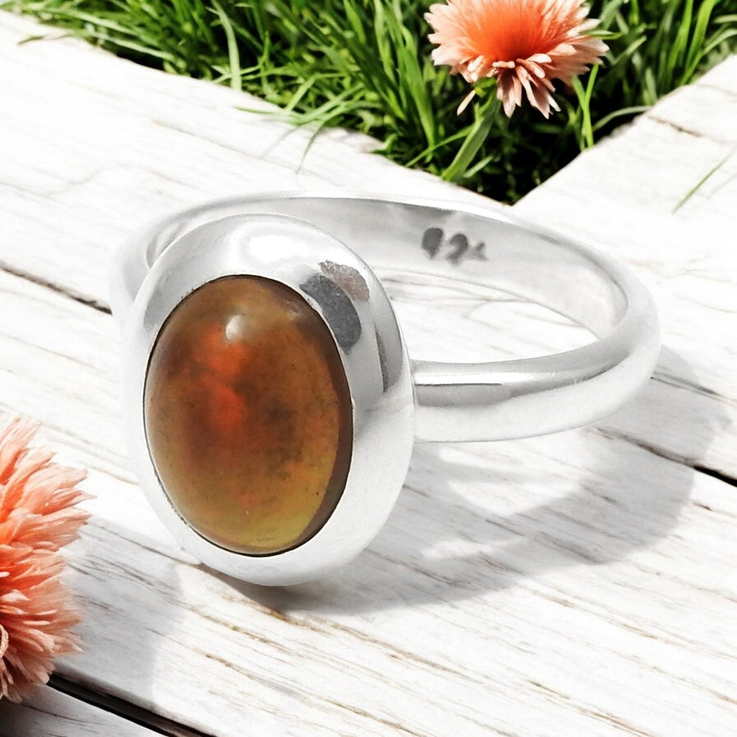 Black Opal Gemstone 925 Solid Silver Sister Band Artisan Ring Jewelry