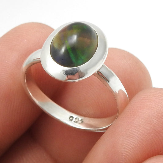 Black Opal Gemstone 925 Solid Silver Cocktail Christmas Gift Wife Ring