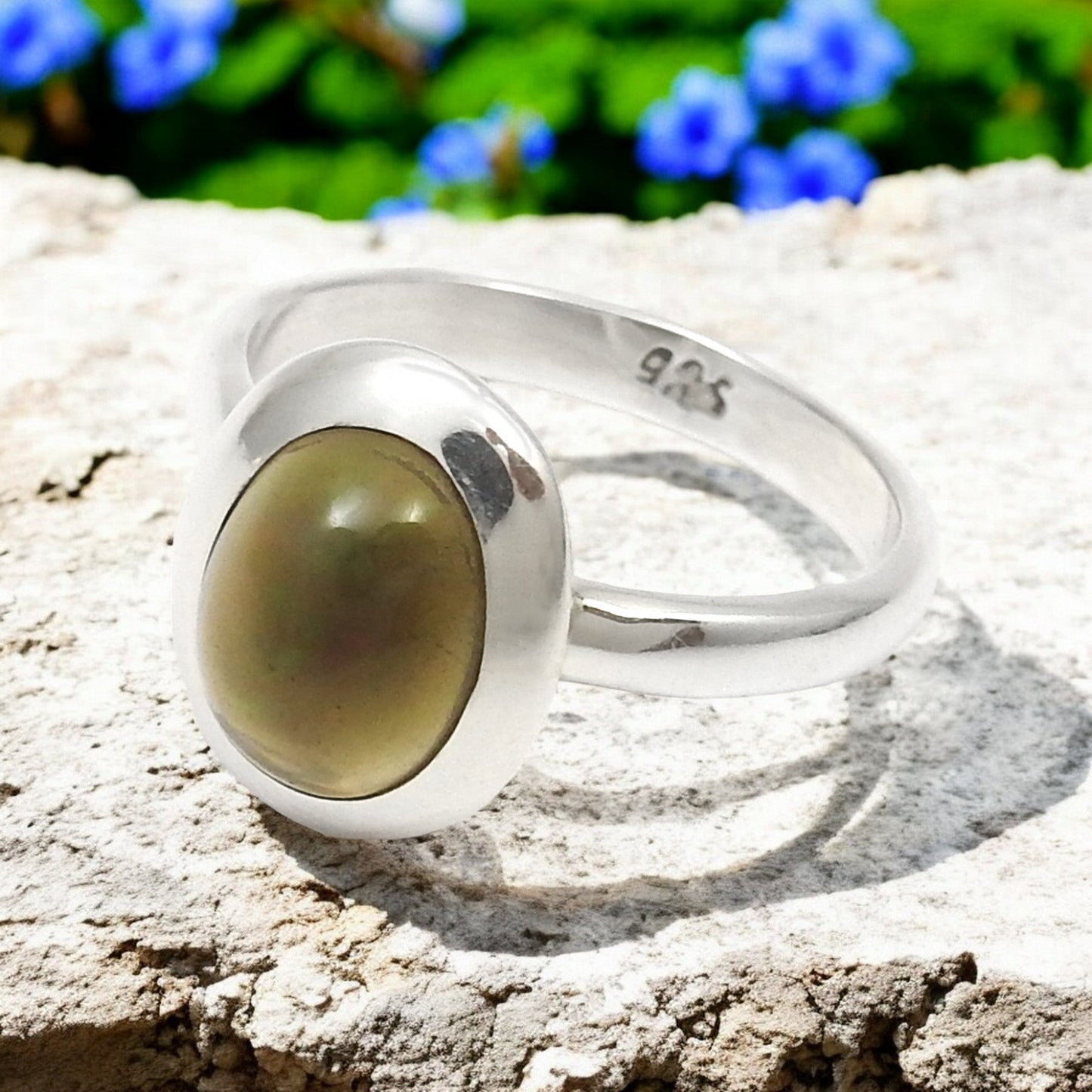 Black Opal Gemstone 925 Solid Silver Cocktail Christmas Gift Wife Ring