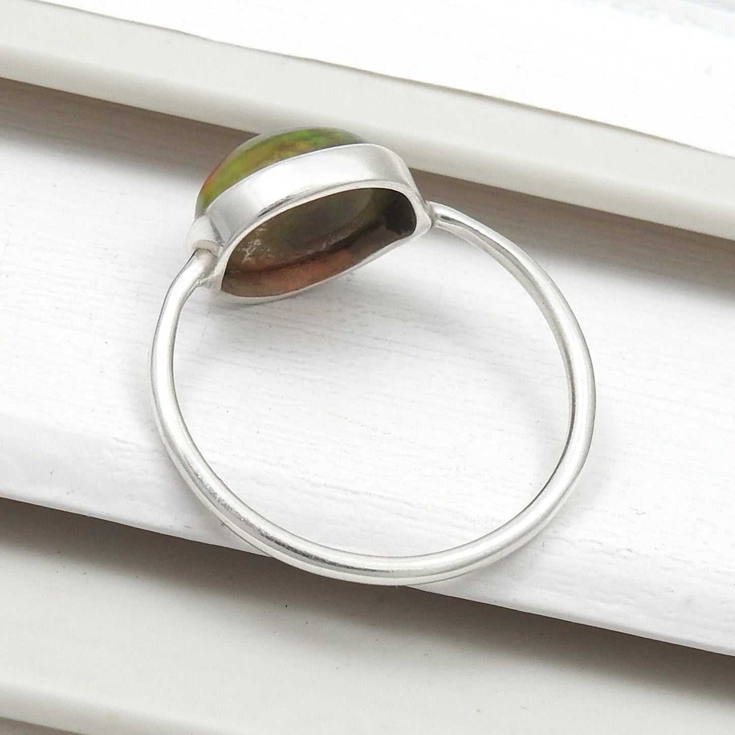 Black Opal Stone Band Wedding Birthday Ring Jewelry Solid Sterling Silver