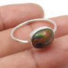 Natural Black Opal 925 Silver Bezel Band Promise Engagement Ring Jewelry