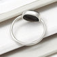 Natural Black Opal 925 Silver Engagement Promise Trendy Band Bezel Ring