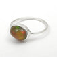 Oval Black Opal Gemstone Solid Sterling Silver Promise Band Ring Jewelry