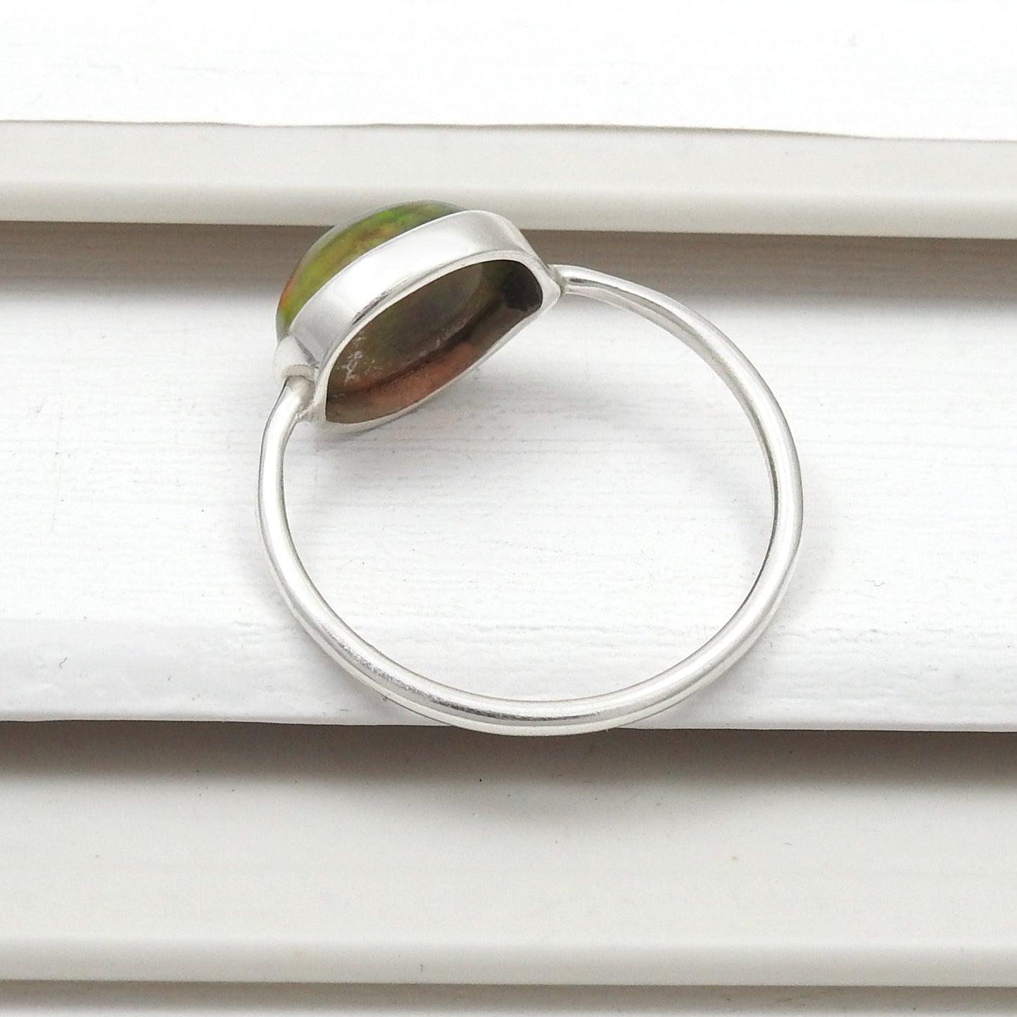 Oval Black Opal Gemstone Solid Sterling Silver Promise Band Ring Jewelry