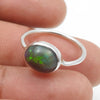 Oval Black Opal Stone Solid Silver Engagement Boho Band Sister Ring Jewelry