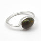 Oval Black Opal Gemstone Sterling Silver Boho Band Promise Ring Jewelry