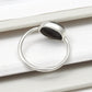 Oval Black Opal Gemstone Sterling Silver Boho Band Promise Ring Jewelry
