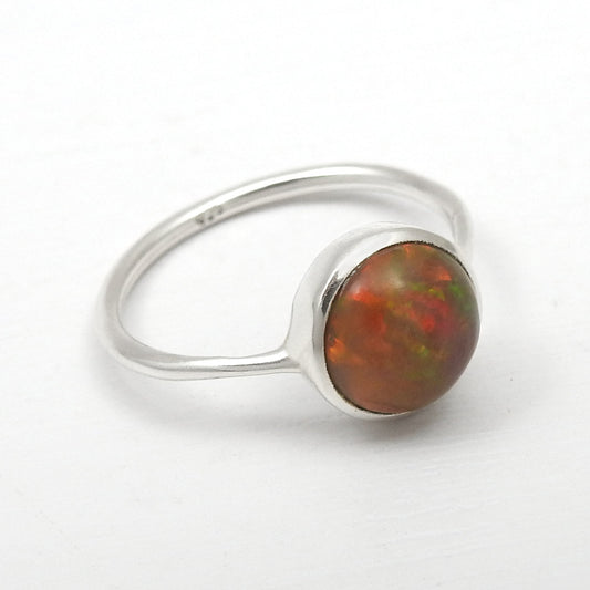 Womens Day Deal Black Opal Stone 925 Solid Silver Bezel Wife Band Ring