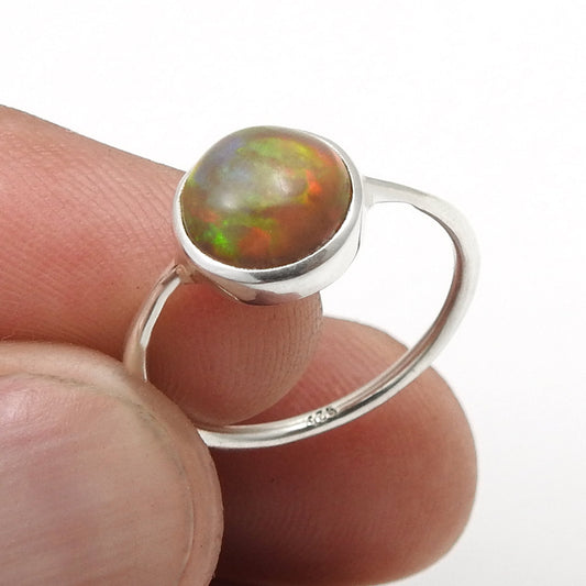 Womens Day Deal Black Opal Stone 925 Solid Silver Bezel Wife Band Ring