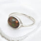 Oval Black Opal Gemstone 925 Silver Band Engagement Bezel Ring Jewelry