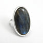 Oval Labradorite Gemstone 925 Silver Cocktail Ring Size 6