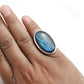 Oval Labradorite Gemstone 925 Silver Cocktail Ring Size 6