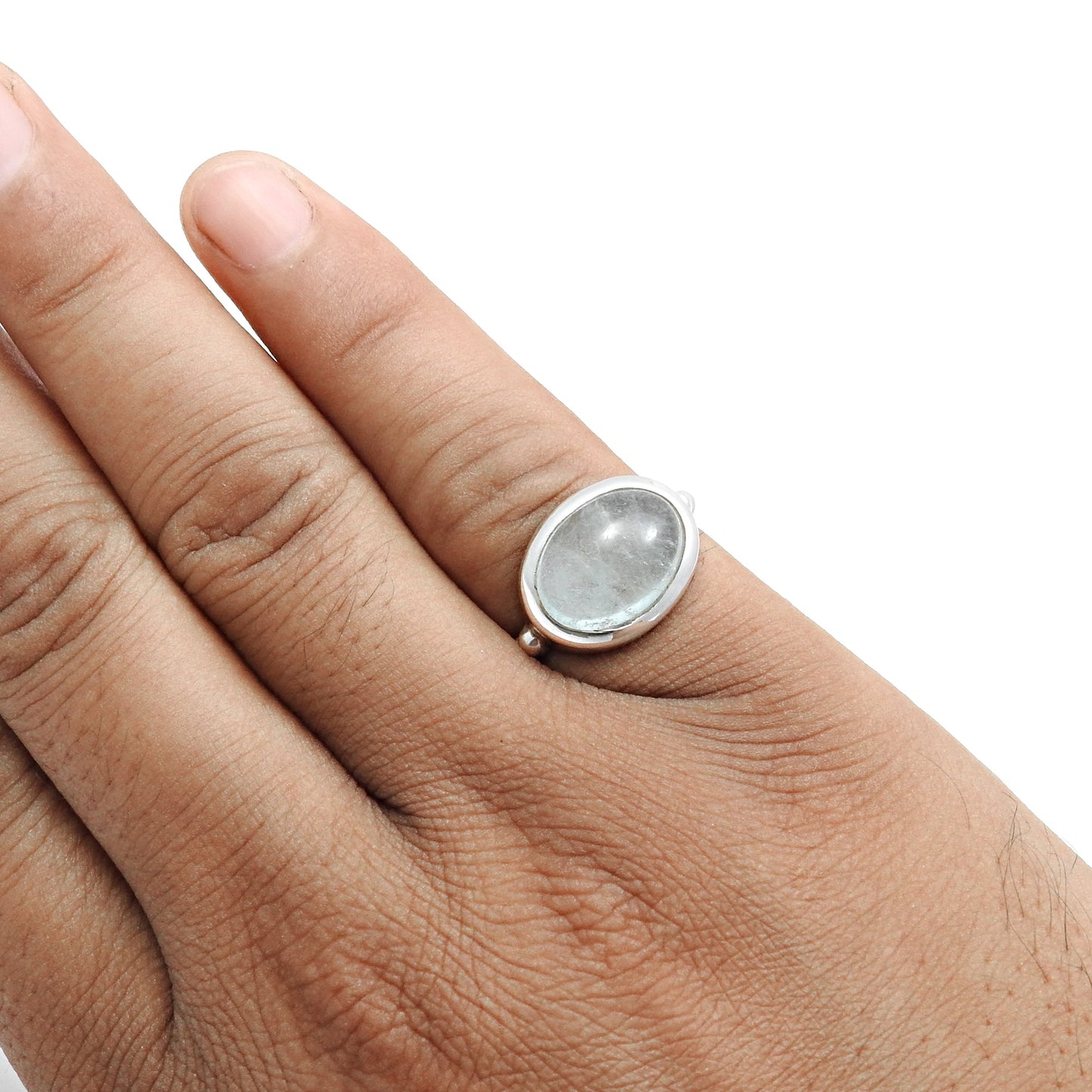 Natural Aquamarine Gemstone 925 Sterling Silver Handmade Ring