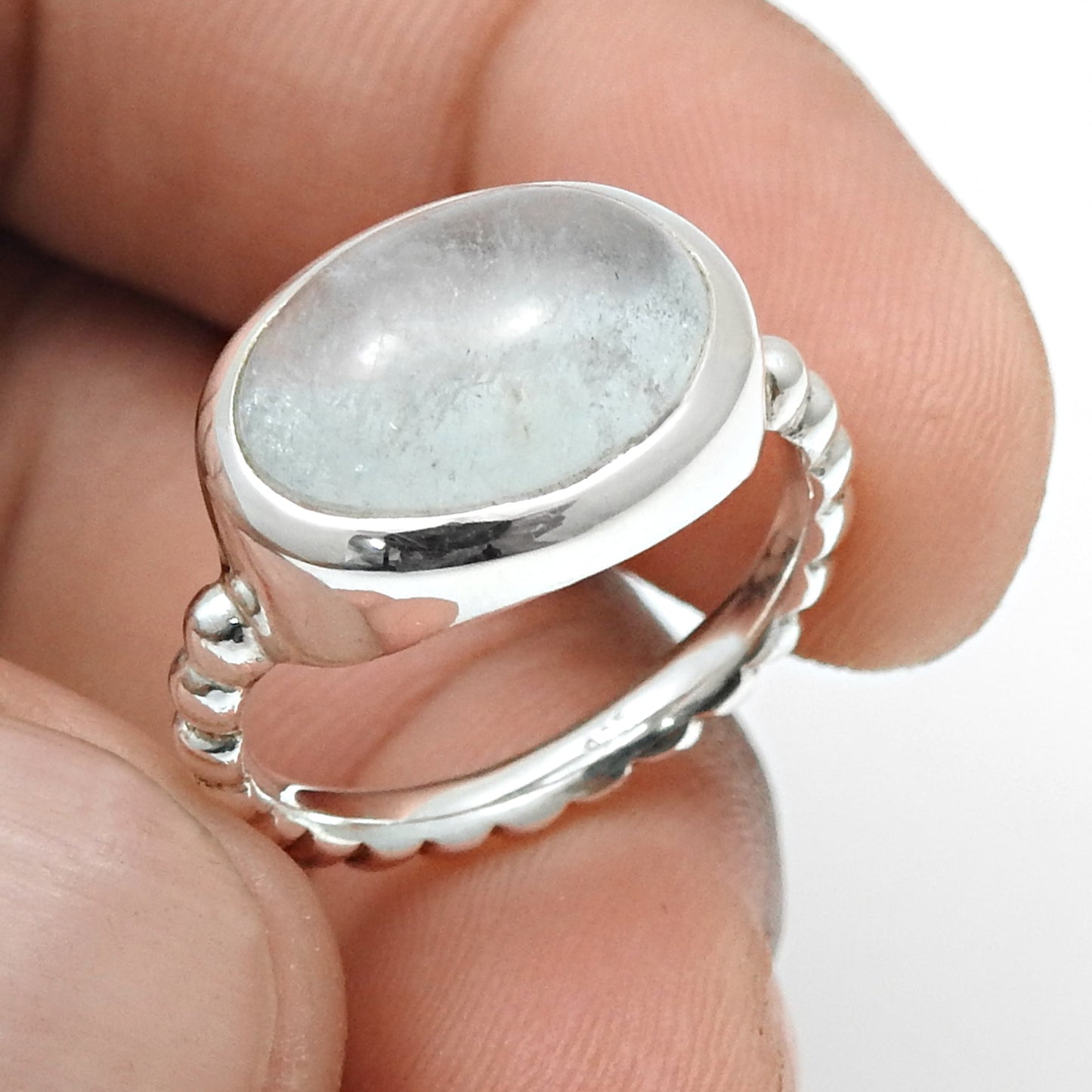 Natural Aquamarine Gemstone 925 Sterling Silver Handmade Ring