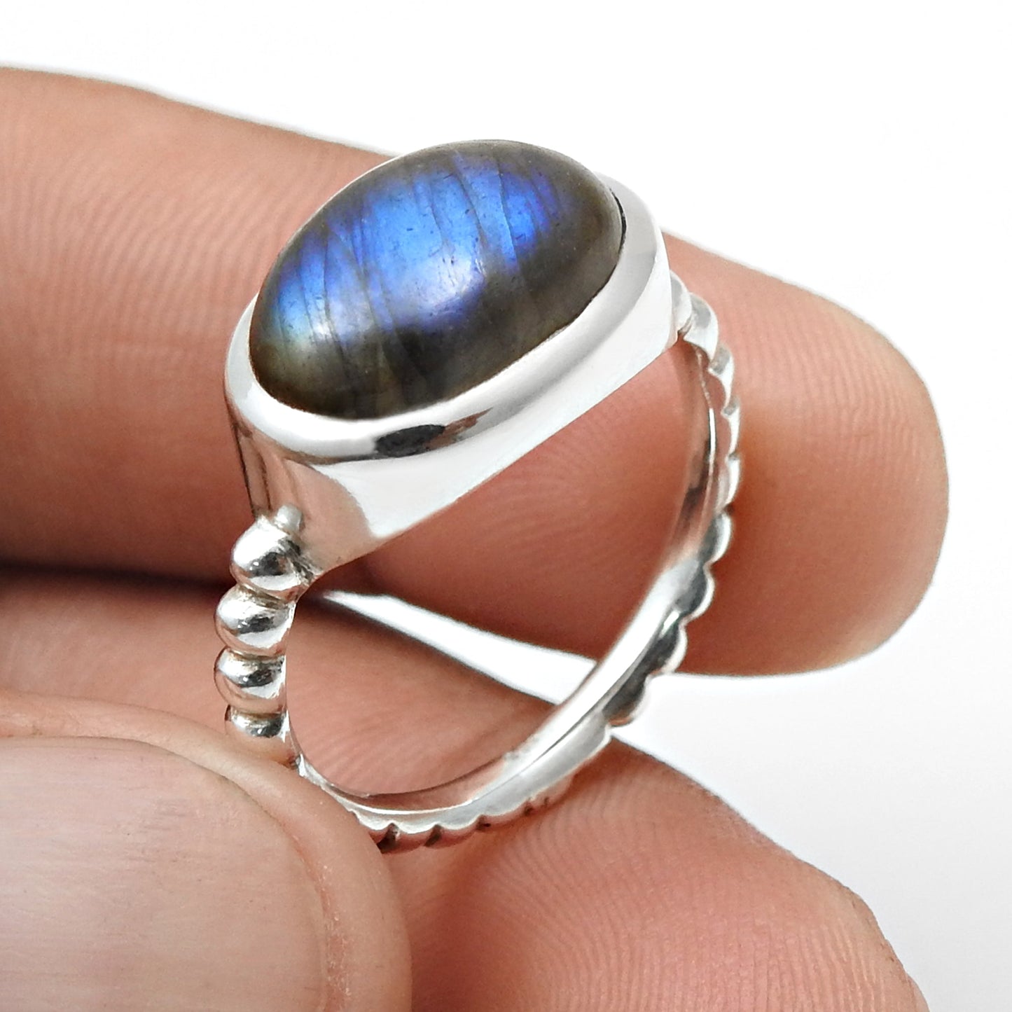 Natural Labradorite 925 Sterling Silver Boho Ring Handmade Jewelry